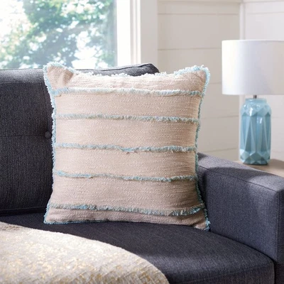 Home Collection Parlen Pink Fringe 18-inch Square Decorative Accent Throw Pil... - Image 1 of 4