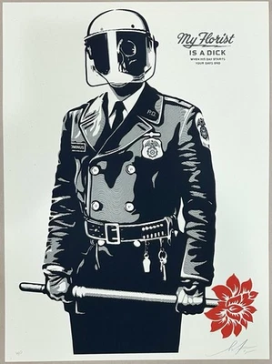 OBEY GIANT "MY FLORIST IS A DICK" AP SCREEN PRINT SHEPARD FAIREY SIGNED - image 1 of 3