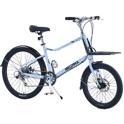 Cuadro de aleación de aluminio de 7 velocidades bicicleta de 26 pulgadas, bicicleta de carga para mujeres y hombres Foto 1 de 4