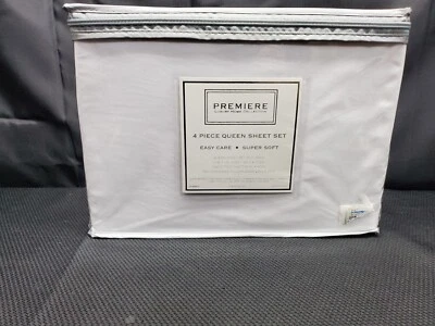 НОВЫЙ набор простыней Premier Luxury Home Collection Queen White из 4 предметов - Изображение 1 из 4