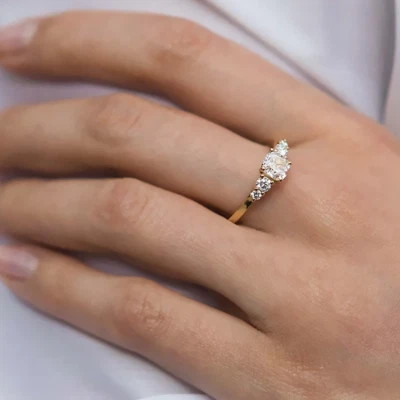  Black Friday Diamond Ring 1.30 Ct Cushion Cut Lab Created IGI 18k Yellow Gold - Image 1 of 4