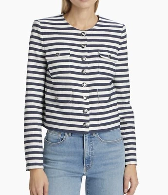 Veronica Beard Striped Isa Tailored Jacket Womens Classic Cropped Size 4 NWT - Image 1 of 4