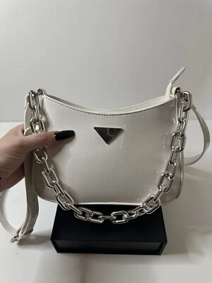 FASHION NOVA White Shoulder Bag (Silver Metallic Chain) - Image 1 of 4