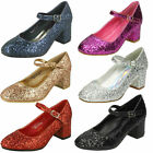Girls Spot On Glitter Heel Shoes Sizes UK 10-2: H3R057