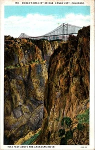 Postal del puente más alto del mundo río Arkansas Canon City Colorado - Imagen 1 de 2