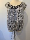 CAFE LATTE women's TOP Size S - black and white floral print cap sleeved