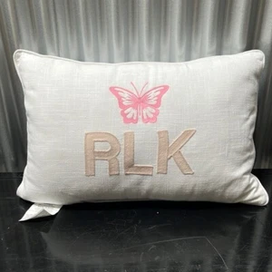 Pottery Barn new sample Embroidered RLK BUTTERFLY pillow - Picture 1 of 5