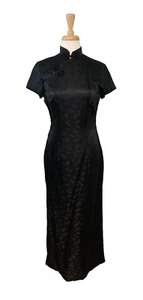 VTG Sheila Davlin Cheongsam Dress S or XS Black 100% Silk Fully Lined Side Slits - Picture 1 of 20