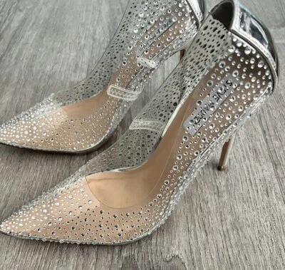 Zapatilla Steve Madden Cristal Transparente Stiletto Kaidel Tacones Talla 9.5 Vidrio Cenicienta Foto 1 de 4