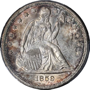 1859-O Seated Liberty Dollar PCGS MS62 Nice Eye Appeal Strong Strike - Picture 1 of 4