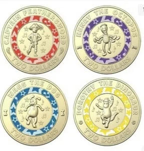 2021 AUSTRALIAN $2 COIN SET OF X 4 WIGGLES 30TH ANNIVERSARY CIRCULATED - Picture 1 of 6