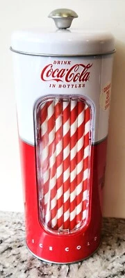 Tin Can Company Coke "ICE COLD" Tin Straw Holder w/ 20 Straws [VHTF] (NEW) - Image 1 of 4