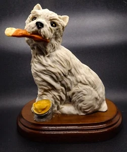 West Highland White Terrier Figurine with Paintbrush in it's Mouth - Picture 1 of 8