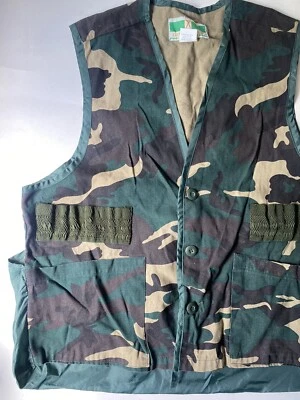 Game Winner Sportswear Hunting Vest Pocket Ammo Organizer Green Camo S/M Vtg - Image 1 of 4