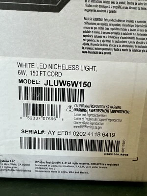 JLUW6W150 BLANCO LED LUZ SIN NICHO 6W 150' PIES CABLE JANDY ZODIAC Foto 1 de 4