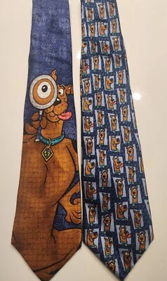 Lote (2) Gravatas 100% Seda Scooby Doo Cartoon Network 4 Polegadas Vintage - Imagem 1 de 4