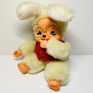 Monchhichi bambola scimmia vintage coniglio ventosa pollice rara taglia S - Foto 1 di 4