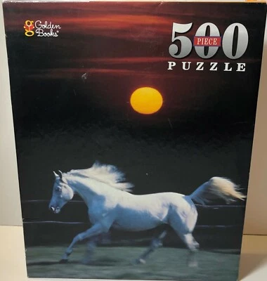 Golden Books Jigsaw Puzzle 500 Piece White Horse at Sunset 14" x 18" - Image 1 of 3