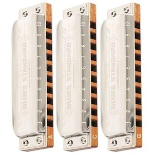 EASTTOP Diatonic Harmonica Set 3 keys 10Hole Wood Comb Mouth Organ Harmonica Lot - Picture 1 of 11