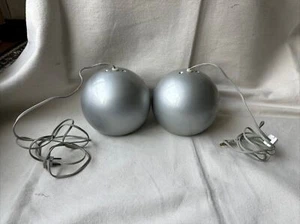 Pair Of Vintage Mid Century Silver Mela Ball Pendant Lamps - Picture 1 of 9