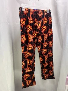 Superman Son Of Krypton Lounge Sleep Pants Bottoms Size S Pockets Orange / Black - Picture 1 of 7