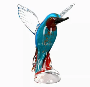 X GRANDE Escultura de Pájaro Tropical Volador Multicolor Vidrio Artístico de Murano 22 cm - Imagen 1 de 4