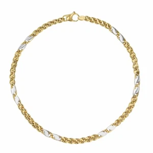 Men's Bracelet Hand Chain Yellow Gold And White 18 Carat With Sign - Picture 1 of 1