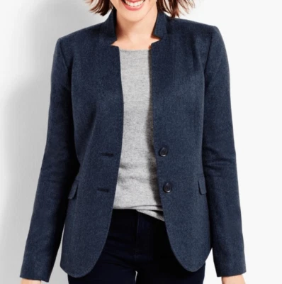 Talbots Cashmere Wool Aberdeen Blazer Jacket Satin Lined Pockets In Blue 10P - Image 1 of 4