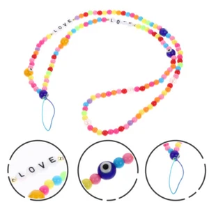 Rainbow Glass Mobile Phone Rope Miss Women's Beaded Cell Lanyard Universal - Zdjęcie 1 z 12