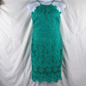Bisou Bisou Women's Teal Sleeveless Lace Crochet Evening Cocktail Dress Size 12 - Picture 1 of 9