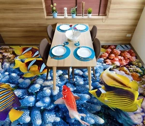 3D Yellow Fish H5425 Floor Mural Photo Wallpaper Wallpaper Family Coco 2024 - Picture 1 of 5