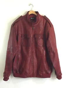 Marc Buchanan Pelle Pelle Red Studded Embossed Leather Jacket w/ Pockets Size 58 - Picture 1 of 12