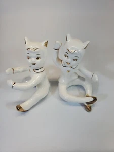 vintage pixie elves cat elf candle hugger set of 2 - Picture 1 of 5