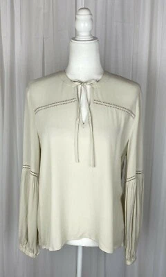 Jack BB Dakota Size S Ivory Long Sleeve Western Style Blouse Relaxed Fit New $68 - Image 1 of 4