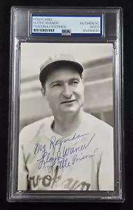 LLOYD WANER Signed Real Photo Postcard-HOF-PITTSBURGH PIRATES-PSA - Picture 1 of 4