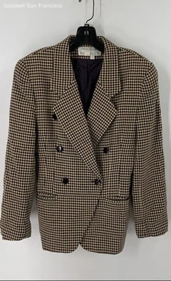 Blazer Rena Rowan For Saville negro beige lana pata de gallo seis botones para mujer 6 Foto 1 de 4