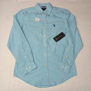 U.S. Polo Assn. Button Down Woven Shirt Men's S Small River Blue White Checkered - Picture 1 of 8