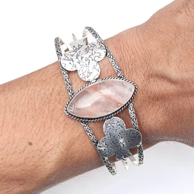 Copper Rutile Gemstone Handmade Jewelry Cuff Bracelets 7''Adjustable - Image 1 of 4