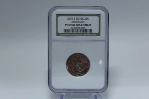 2004 S NGC Silver 25C, Michigan PF69 Ultra Cameo - Picture 1 of 4