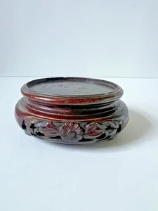 Antique Chinese Hand Carved Wood Display Plant Jar Vase Stand Base - Picture 1 of 11
