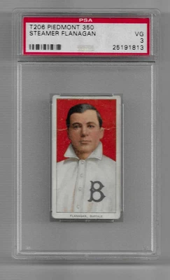 1909 T206 PIEDMONT 350 / 25 TOBACCO BASEBALL CARD PSA 3 STEAMER FLANAGAN BUFFALO - Image 1 of 4