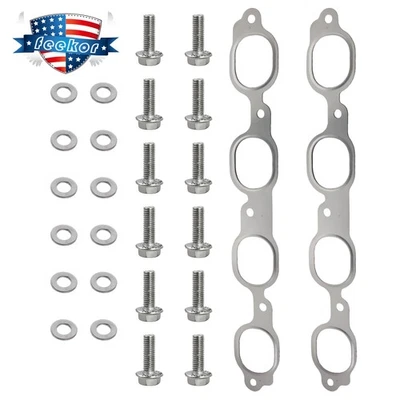 Juntas de colector de escape de cabezal de 2 piezas con pernos para GMC Cadillac Chevy 12657093 Foto 1 de 4