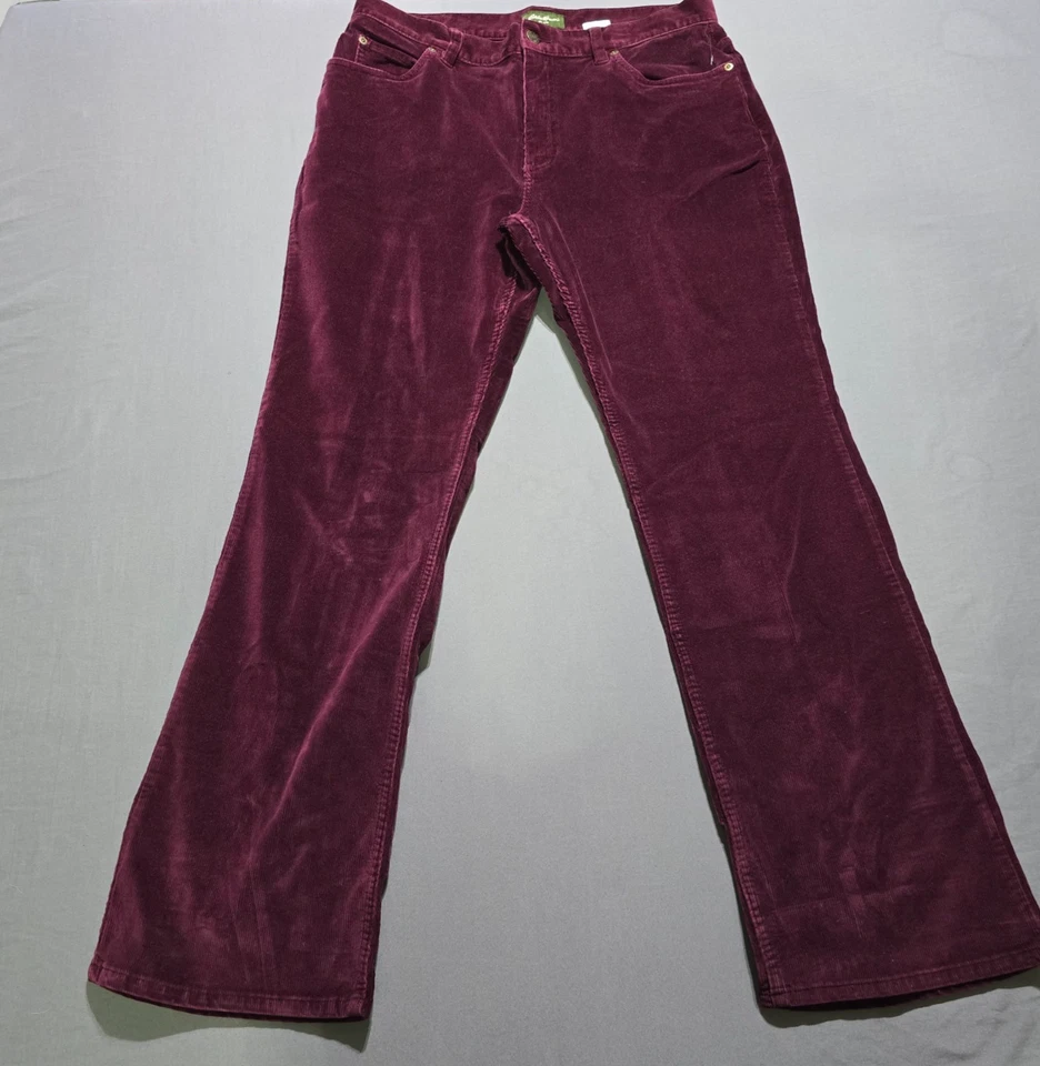 Calça Eddie Bauer de veludo perna reta tamanho 12 marrom borgonha - Imagem 1 de 4