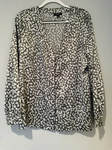 Alfani Damen Bluse Langarm Blumen Knopfleiste grau und neuwertig Größe XL - Bild 1 von 6