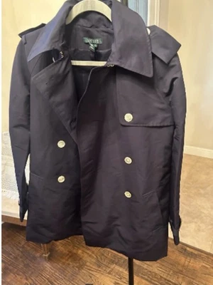 Ralph Lauren темно-синий потрясающий плащ женщин размер XS блестящий синий Exc Cond - Изображение 1 из 4