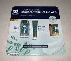 RoC Eye and Face Power Duo 40 Face Serum Capsules Hyaluronic Acid + Eye Cream - Picture 1 of 4