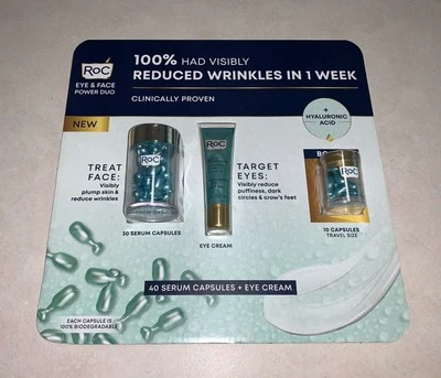 RoC Eye and Face Power Duo 40 Face Serum Capsules Hyaluronic Acid + Eye Cream - Image 1 of 4