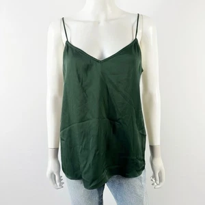 Quince Dark Green Silk Cami Top Size M Casual Cocktail Party Holiday Classic - Picture 1 of 8