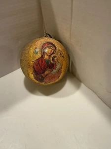 Russisch Orthodoxes Hängeornament Jesus Bild mit handbemaltem Blumenmuster - Bild 1 von 3