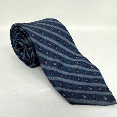 Corbata Yves Saint Laurent Hombres Azul Rayas Paisley Seda Lujo Negocios YSL Foto 1 de 4